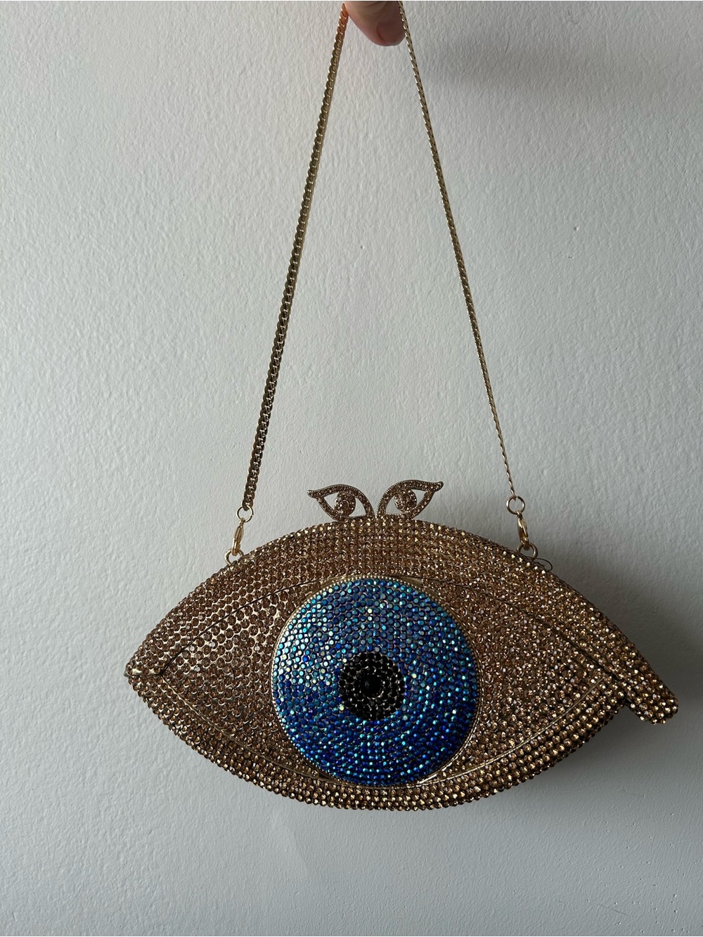 Crystal Eye Evening Bag in Gold and Blue